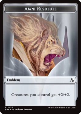 紋章(意志堅固なるアジャニ)+アジャニの群れ仲間トークン Emblem Ajani Resolute+Ajani's Pridemate Token 英語 Foil
